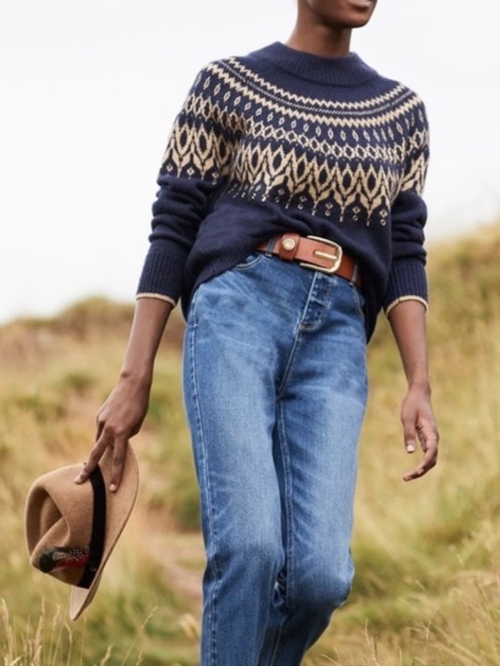 New! Joules Elvie Embellished Fair Isle Sweater Size 14